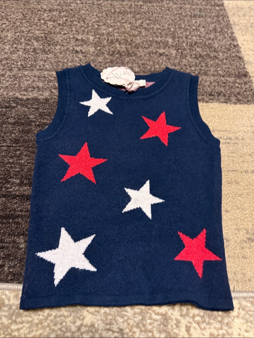 Pink Republic Navy Tank Top Sweater with Red & White Stars